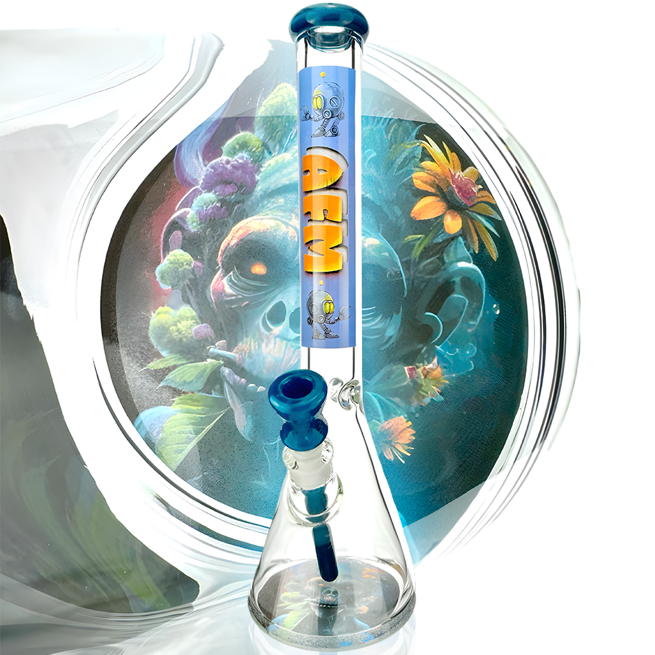 18" AFM AI God Horus 9mm Glass Beaker Bong Bundle Set