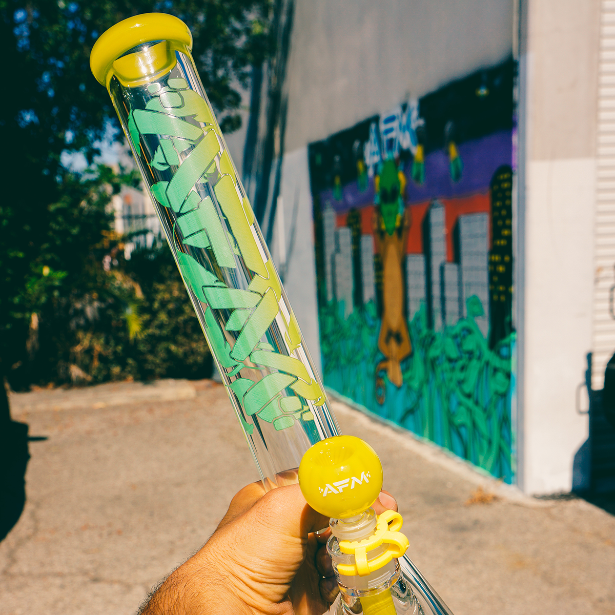 18" AFM Phoenix 9mm Clear Glass Beaker Bong Bundle Set