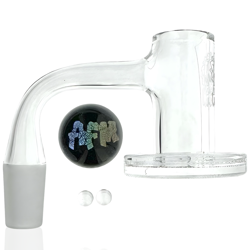 AFM Fireworks Quartz Dab Banger Set – 20mm Flat-Top Premium Quartz Nail Kit with Grid Bottom & Pearls