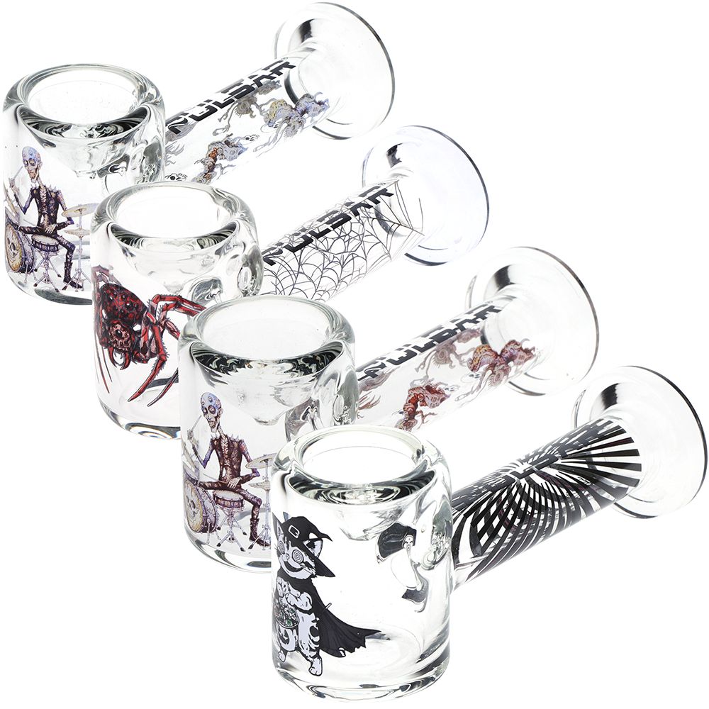4CT BUNDLE - Pulsar Halloween Glass Hand Pipe Version 2 - 4.5" / Assorted Designs
