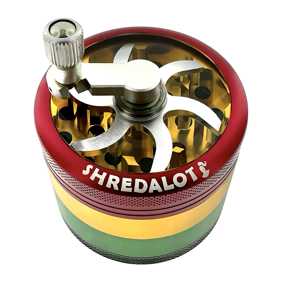 AFM Sir Shredalot Crank Top 4-Piece Metal Herb Grinder – 63 mm Aluminum Grinder