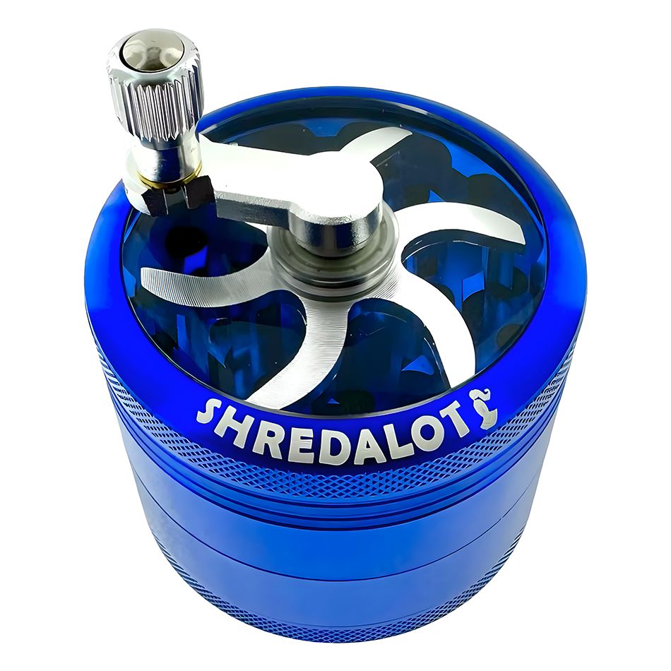 AFM Sir Shredalot Crank Top 4-Piece Metal Herb Grinder – 63 mm Aluminum Grinder
