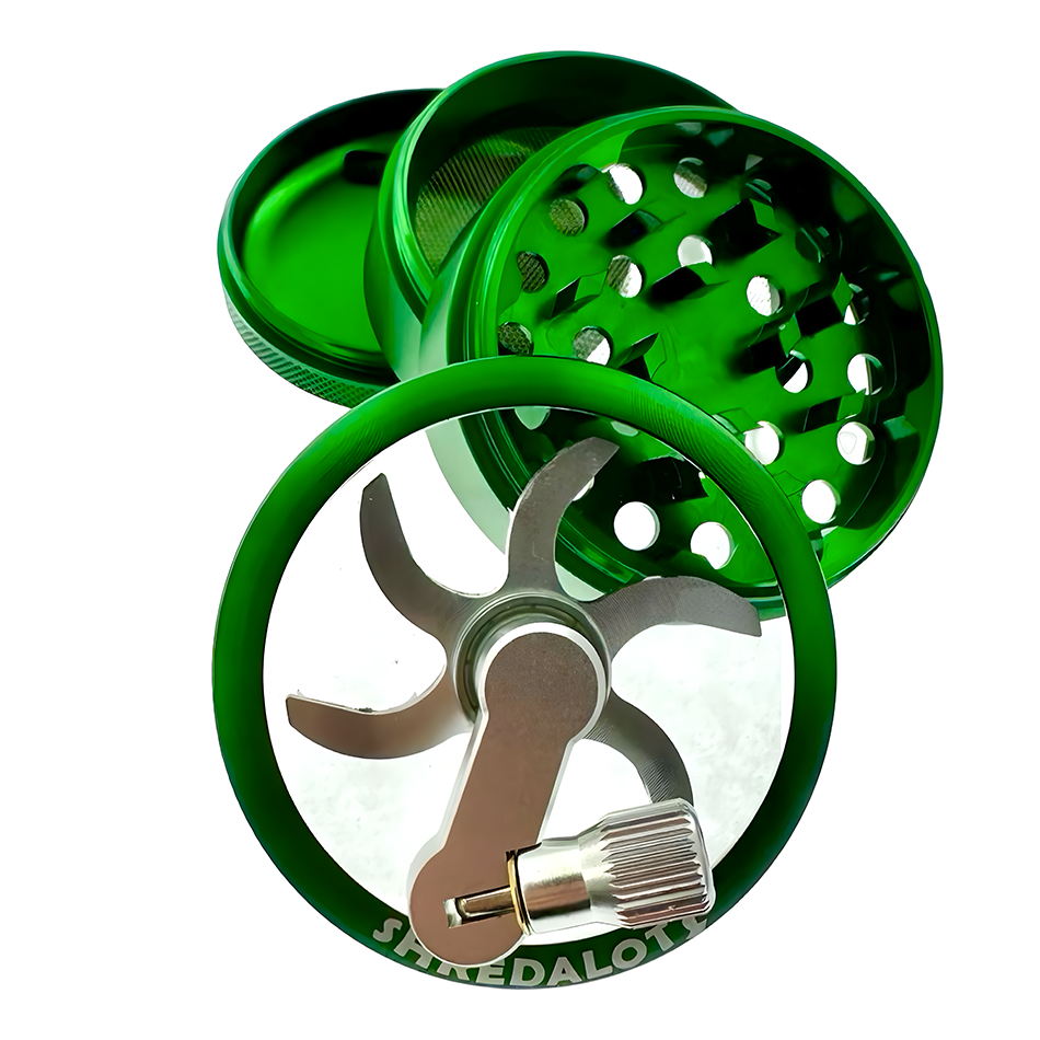 AFM Sir Shredalot Crank Top 4-Piece Metal Herb Grinder – 63 mm Aluminum Grinder