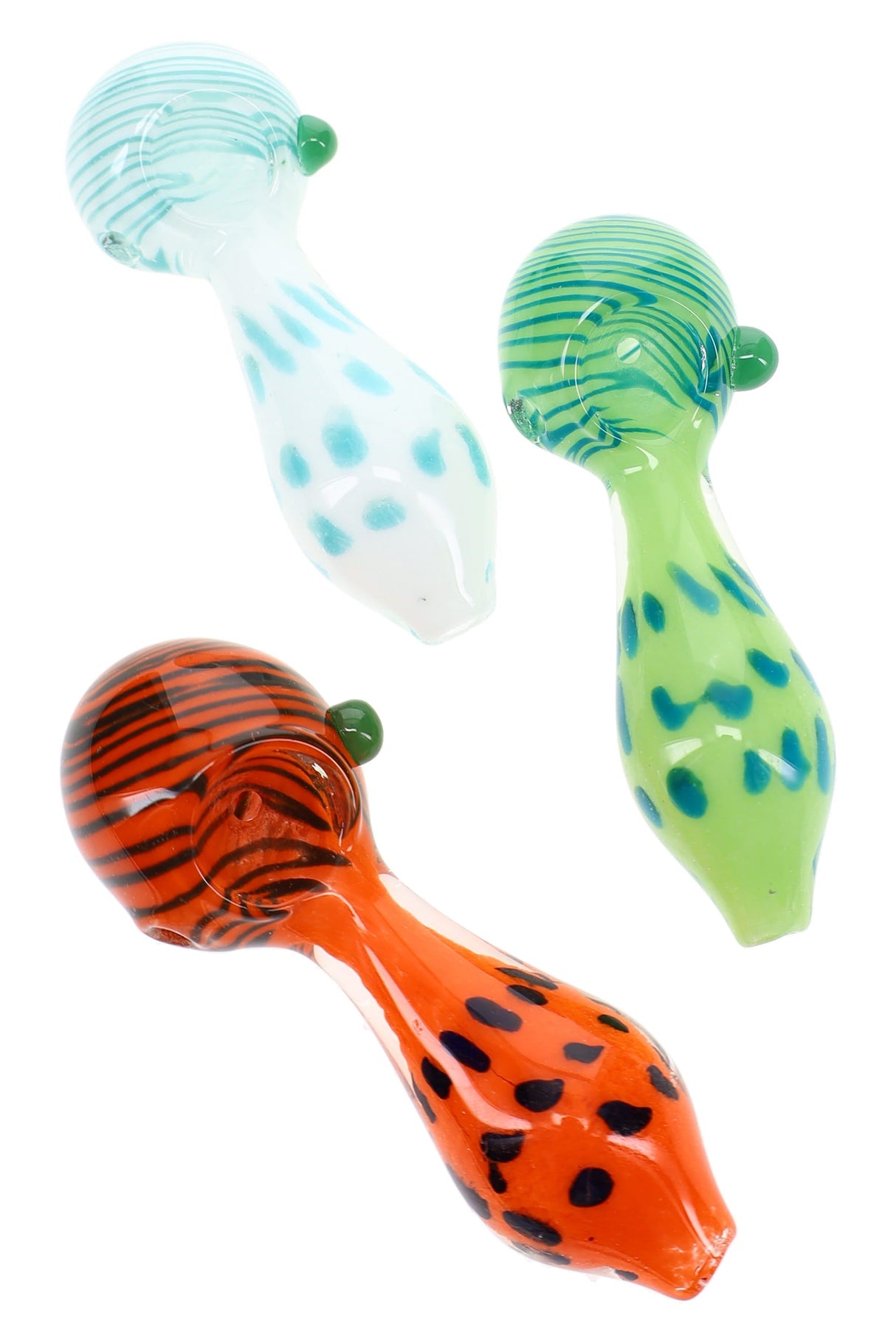 Bright Frit Striped Dot Spoon Pipe “Dot Pop” – 4½″ – Assorted Colors