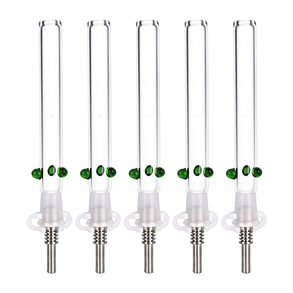 5CT BUNDLE - Glass Honey Straw w/ Titanium Tip - 6" / Clear
