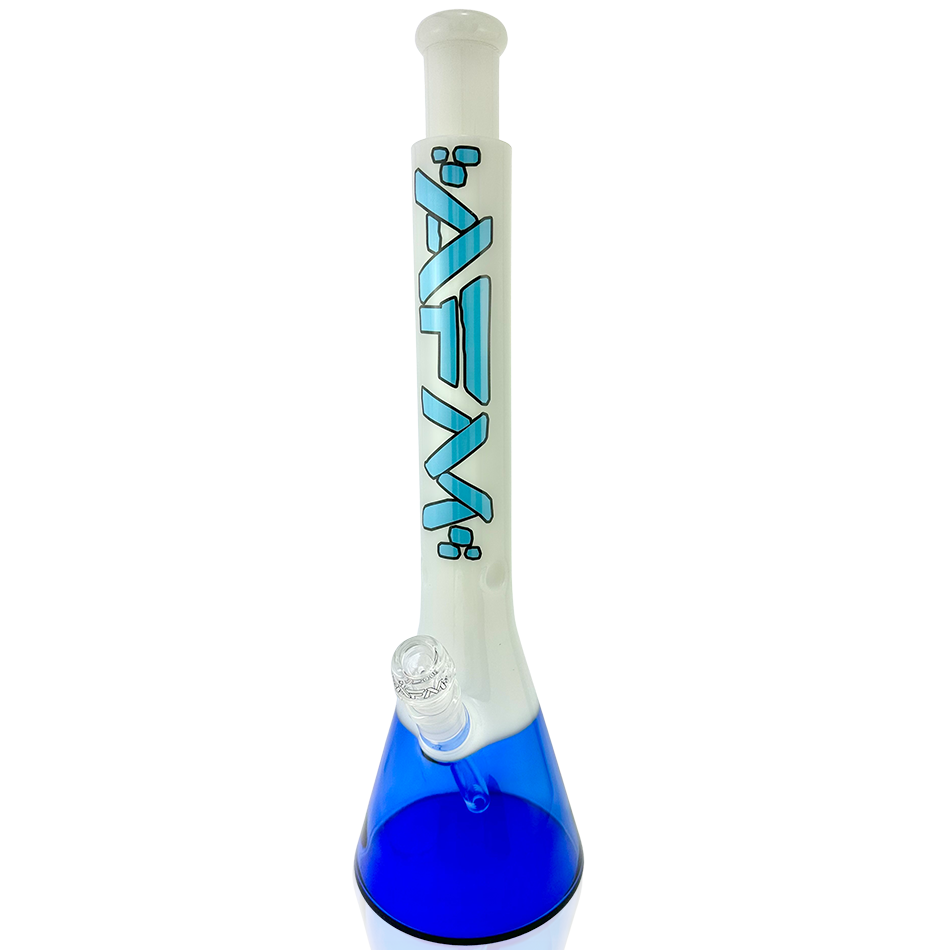 18" AFM Quasar Glass Beaker Bong – Ivory/ Ink Blue