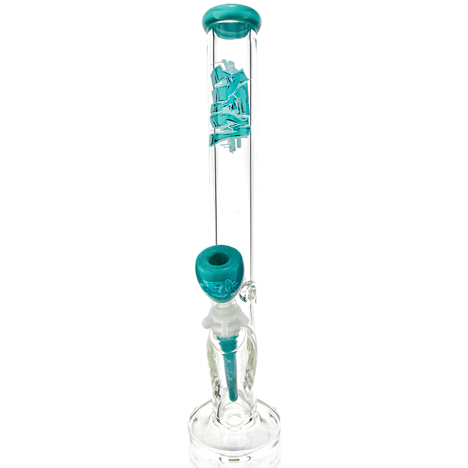 18" Wildstyle Graffiti Colored Glass Straight Beaker Bong