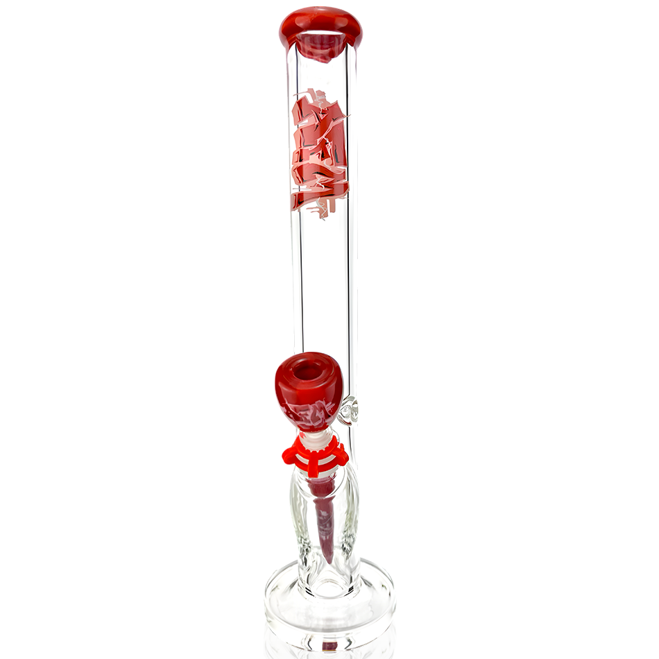 18" Wildstyle Graffiti Colored Glass Straight Beaker Bong
