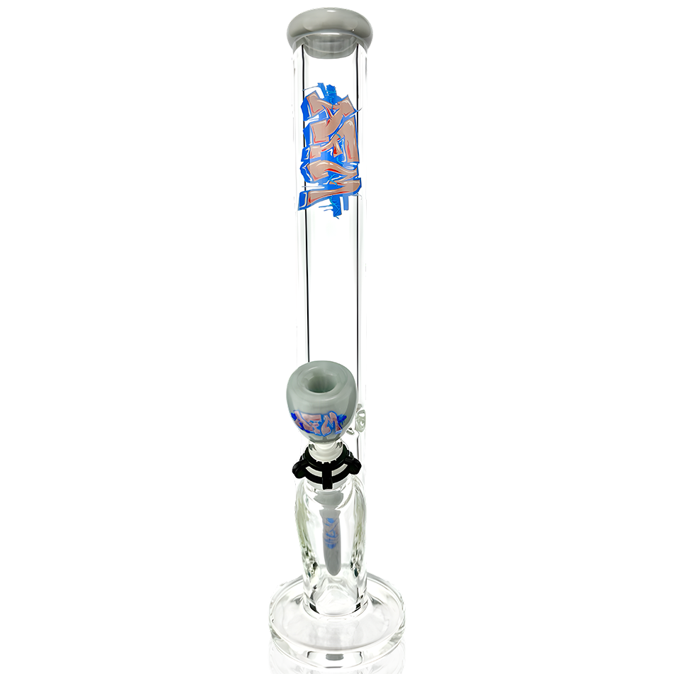 18" Wildstyle Graffiti Colored Glass Straight Beaker Bong