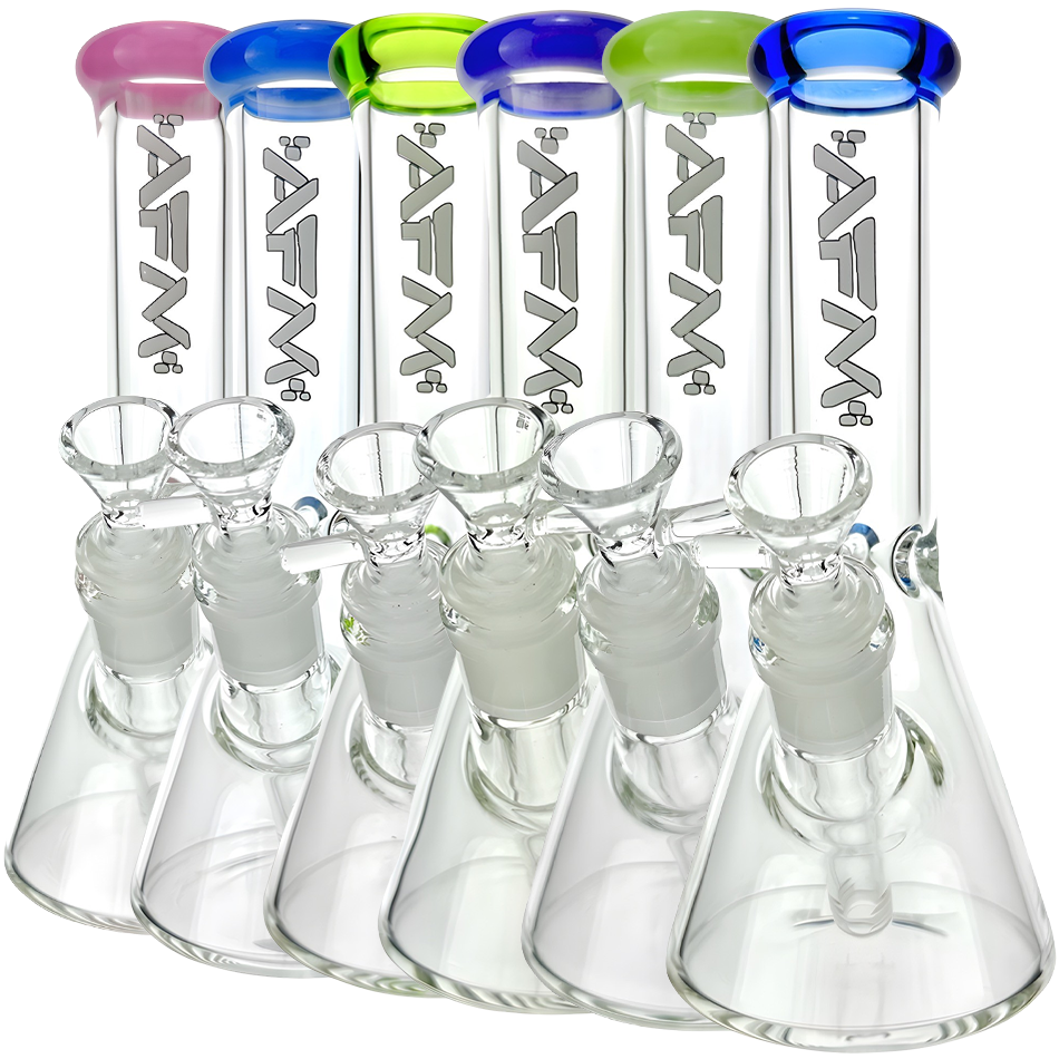 8″ AFM Colored Lip Clear Mini Beaker