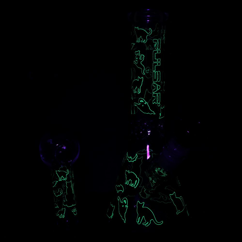 Pulsar Superstitious Kitty 夜光玻璃草本煙斗組合 - 9.75 英寸 / 14 毫米接口