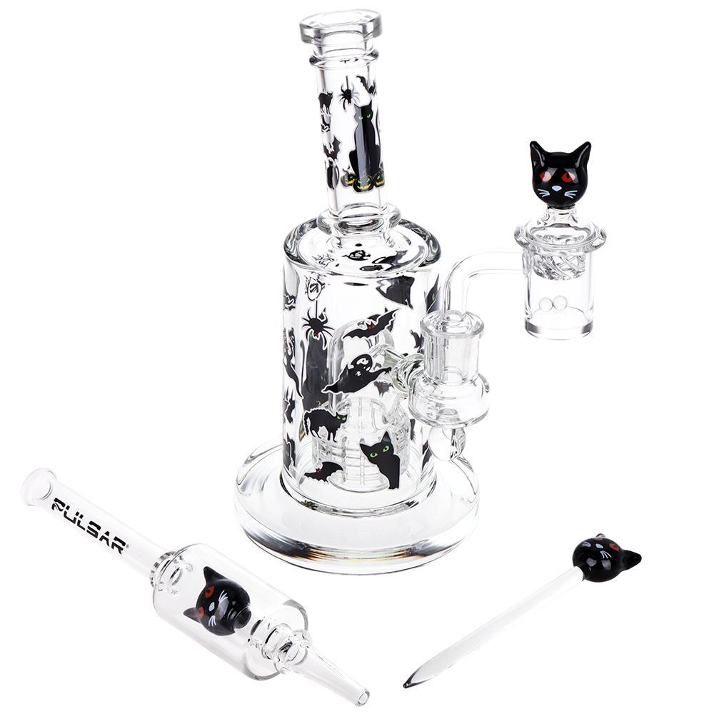 Set de Dab Rig de Vidrio Pulsar Superstitious Kitty - 8" / 14mm F