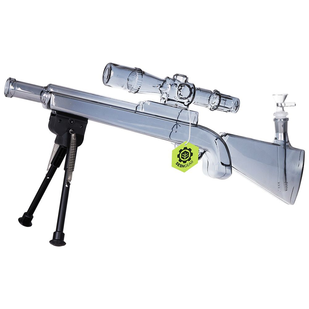 SeshGear Sniper Rifle 電鍍玻璃水煙壺(附底座)- 19.75 英寸 / 14mm 母頭 / 透明、煙灰色、彩虹色