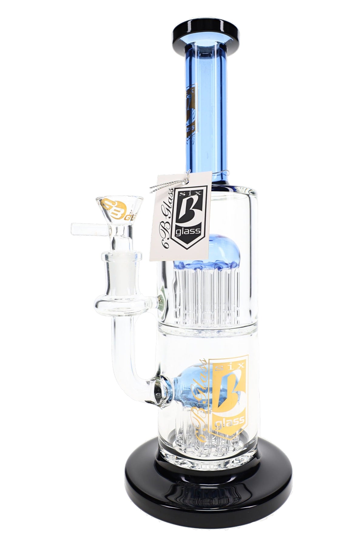 6B Glass Double Tree Perc Bong – 10.5″ – Assorted Colors