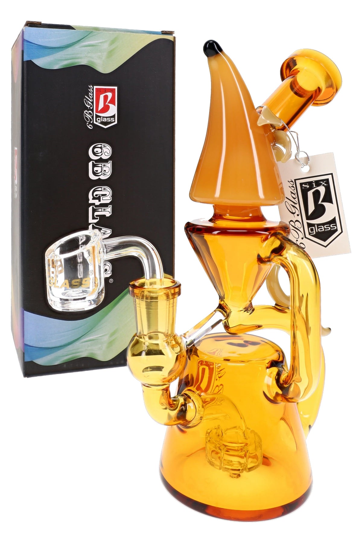 6B Glass Banana Recycler Dab Rig – 14.5 mm Female – 8″ – Assorted Colors