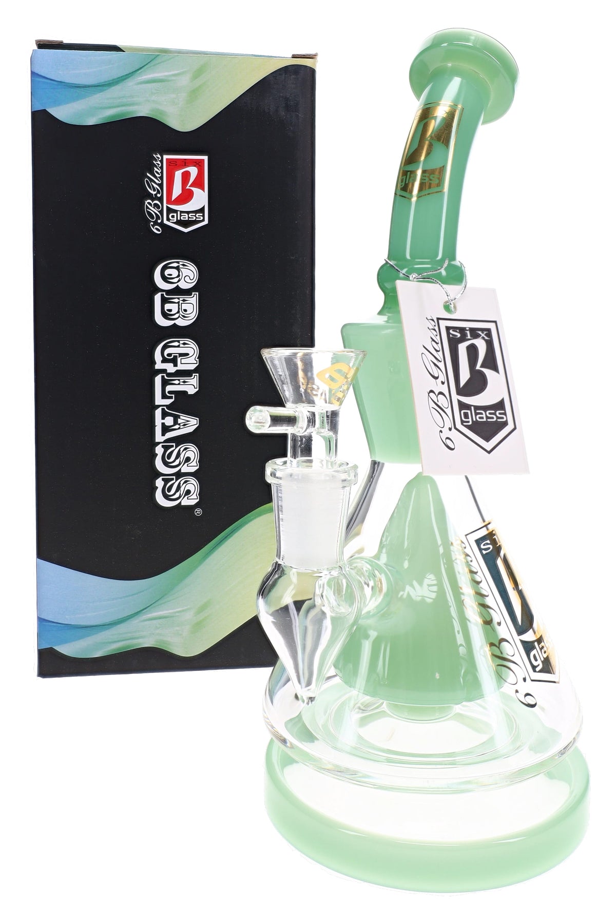 6B Glass Cone Showerhead Perc Beaker Bong – 9″ – Assorted Colors