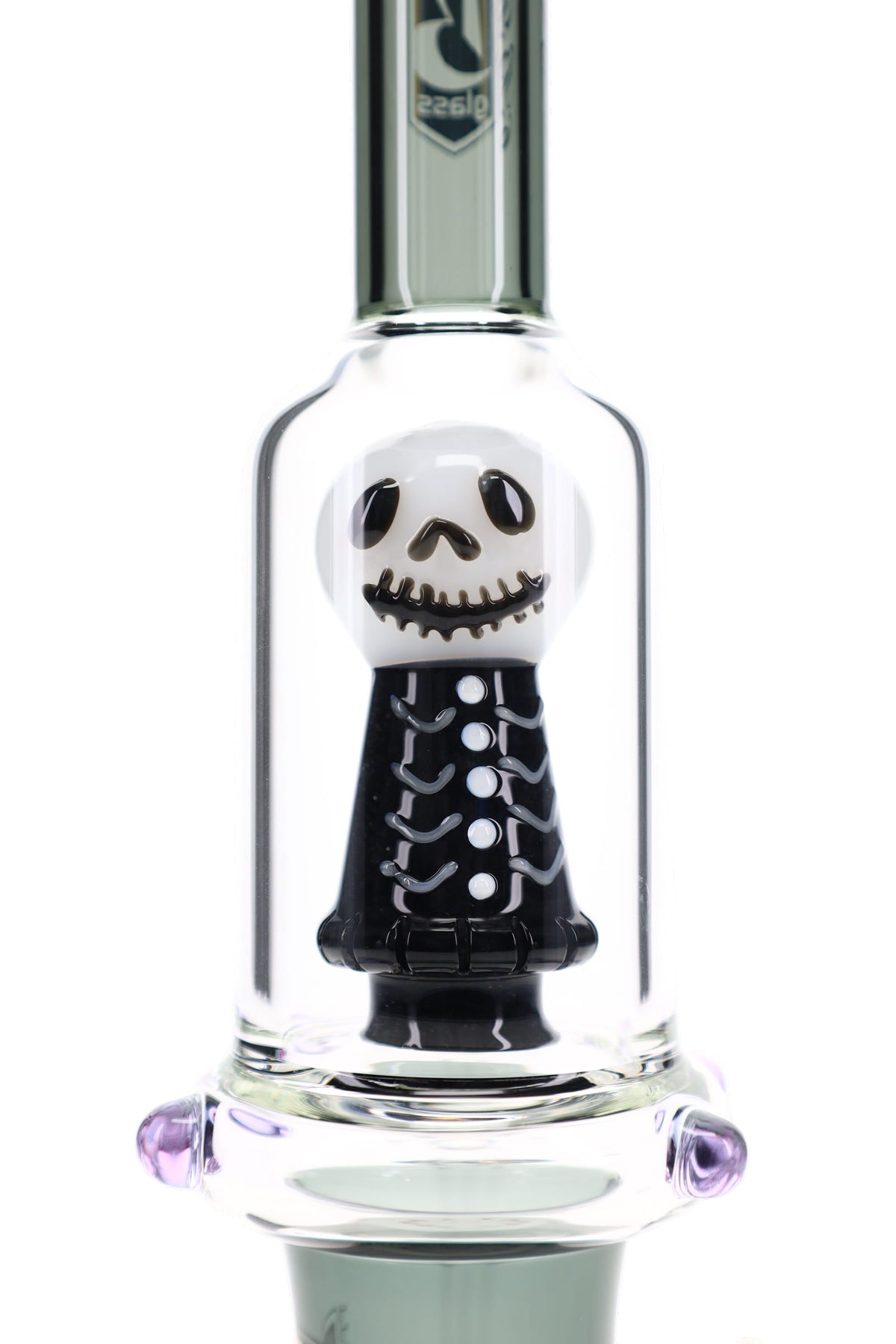 6B Glass Skull Showerhead Perc Bong – 11½″ – Assorted Colors