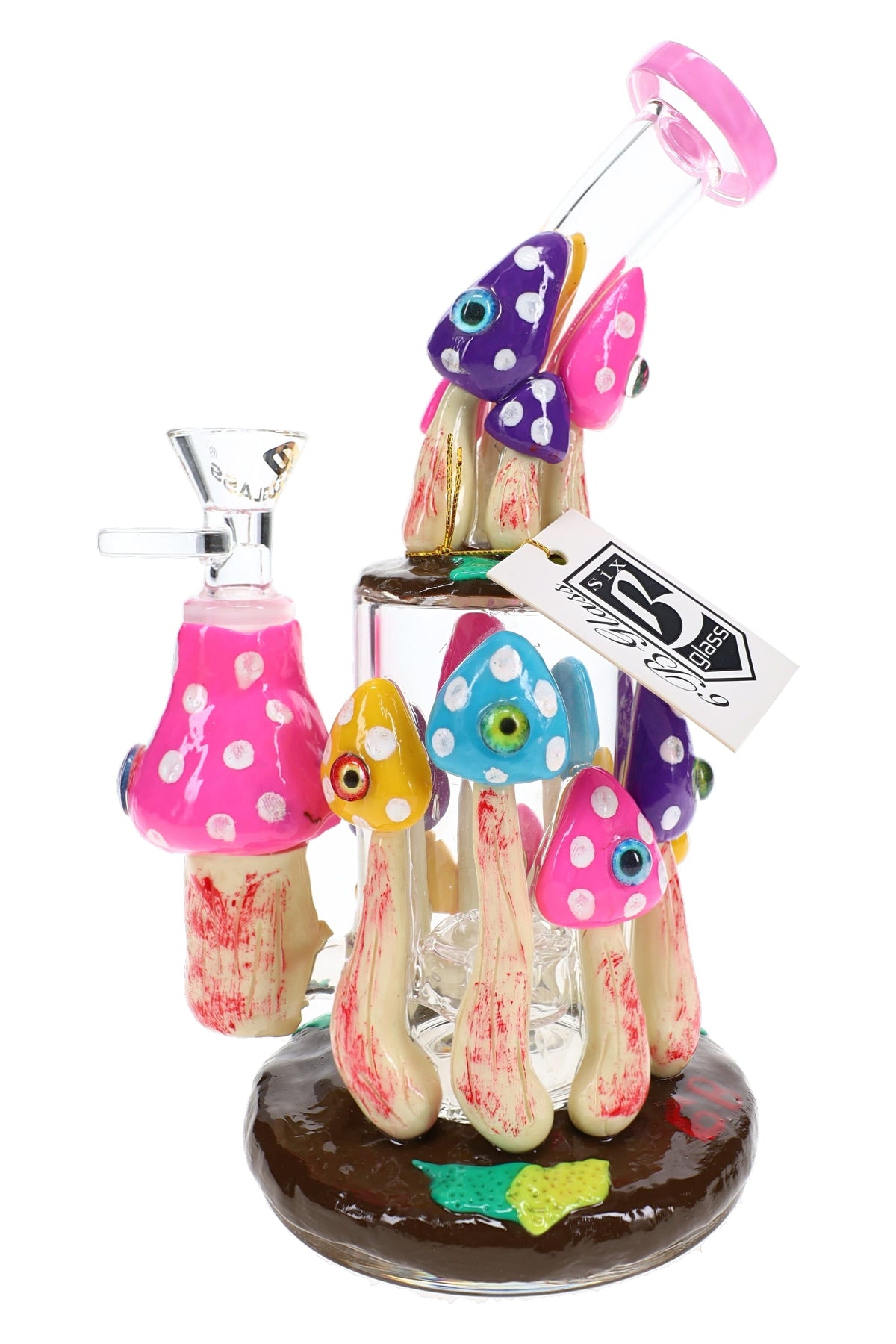 6B Glass Mushroom Eyeball Showerhead Perc Bong – 8″