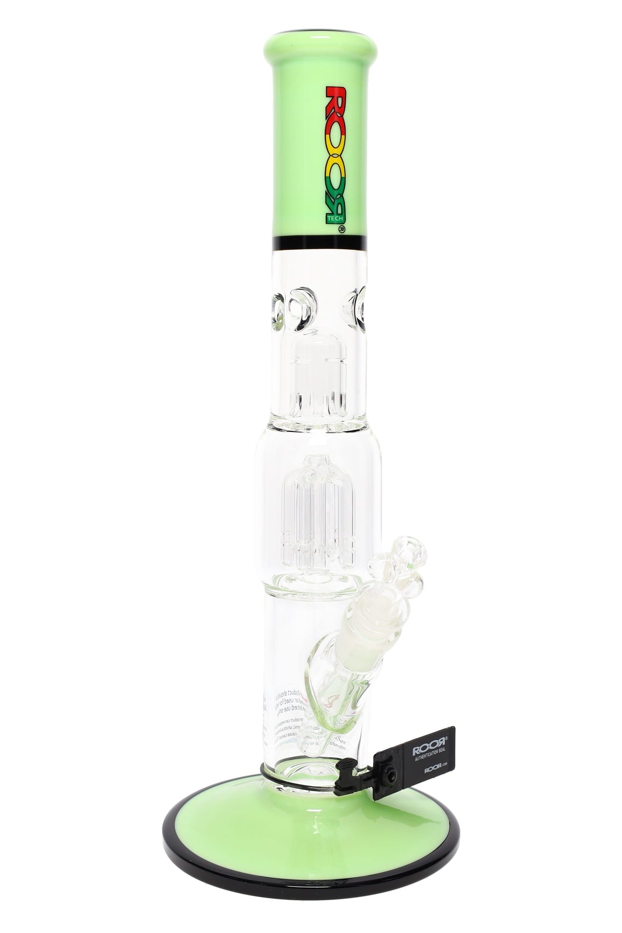 ROOR Tech 15" Multicolor Straight Tube Bong with Tree Perc – Glass-on-Glass