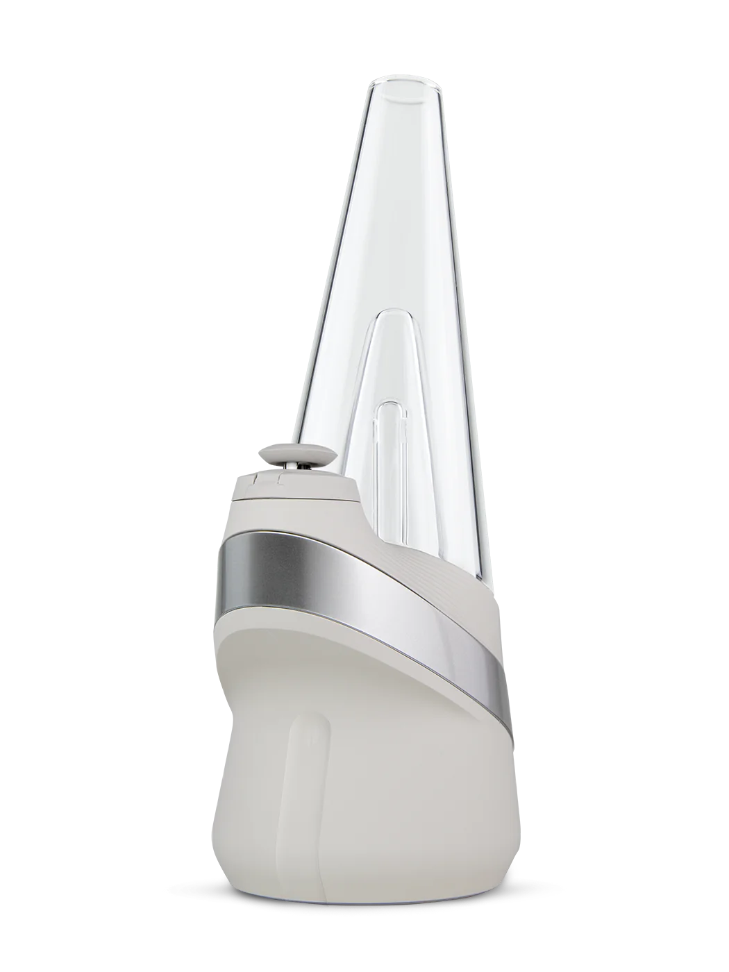 Cloud-colored Puffco New Peak with its clear glass top and chamber, shown as one electronic-rig example.