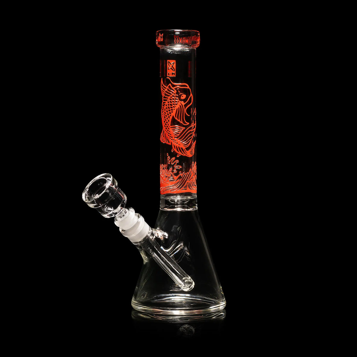 Bong de vidrio tipo beaker de 10" con diseño de carpa koi