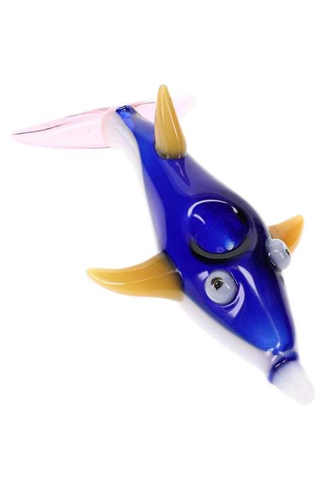 Multicolored Glass Dolphin Hand Pipe “Reef Rider” – 6″ – Assorted Colors