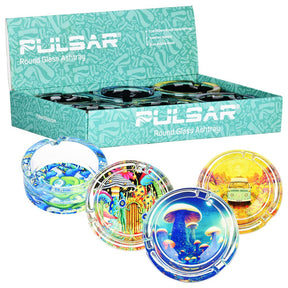 6CT 顯示器 - Pulsar 設計系列圓形玻璃煙灰缸 - 3.4 吋 / 各式設計