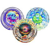 6CT DISPLAY - Pulsar Design Series Round Glass Ashtray - 3.4" / Assorted Designs