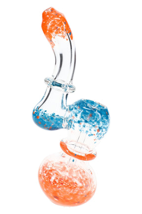 Clear Multicolor Frit Sherlock Bubbler “Confetti Curve” – 6½″ – Assorted