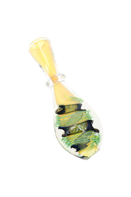 Chillum de vidrio en espiral dicróico que cambia de color “Ribbon Pop” – 3″ – Colores surtidos