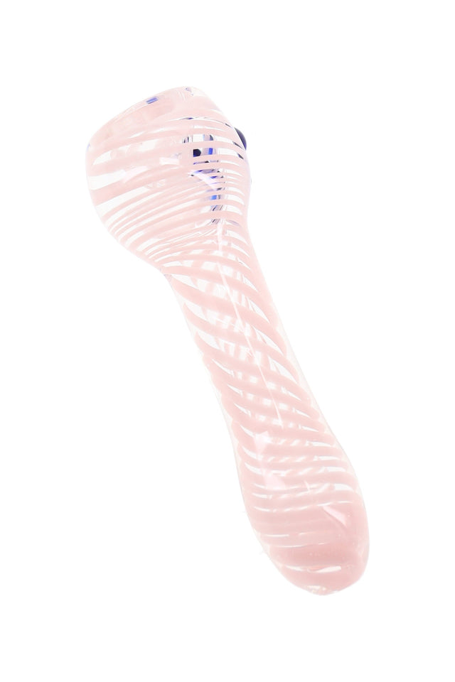 Clear Swirl-Striped Glass Chillum “Pocket Cyclone” – 3″ – Assorted Colors