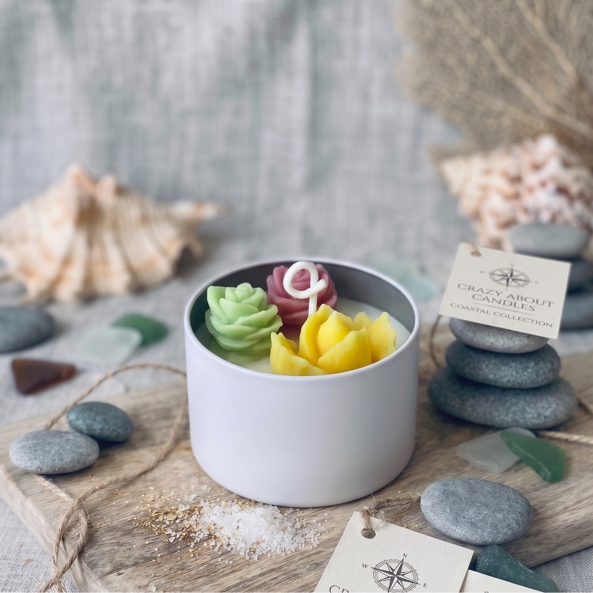 三色玫瑰花多肉蠟燭