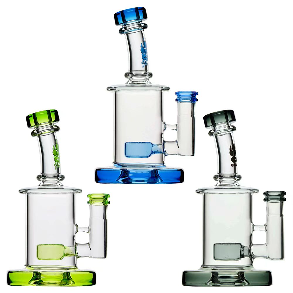 Calibear Colored Mini Can Dab Rig | 6.5" Glass Bubbler with Flower of Life Perc enlarged view