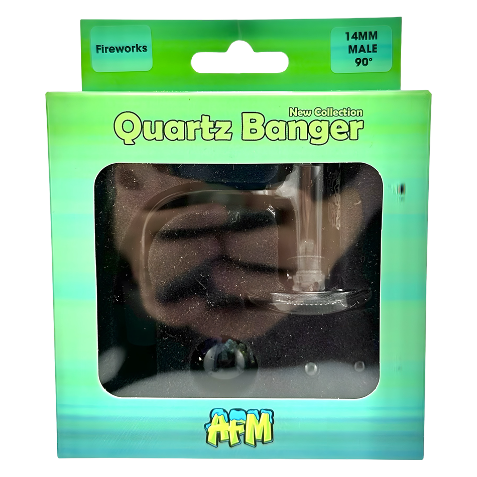 AFM Fireworks Quartz Dab Banger Set – 20mm Flat-Top Premium Quartz Nail Kit with Grid Bottom & Pearls