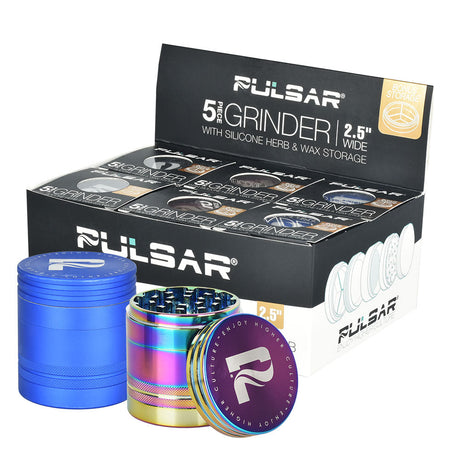 6入展示盒 - Pulsar 香草/濃縮物儲存研磨器 - 5件套/2.5英吋/混色