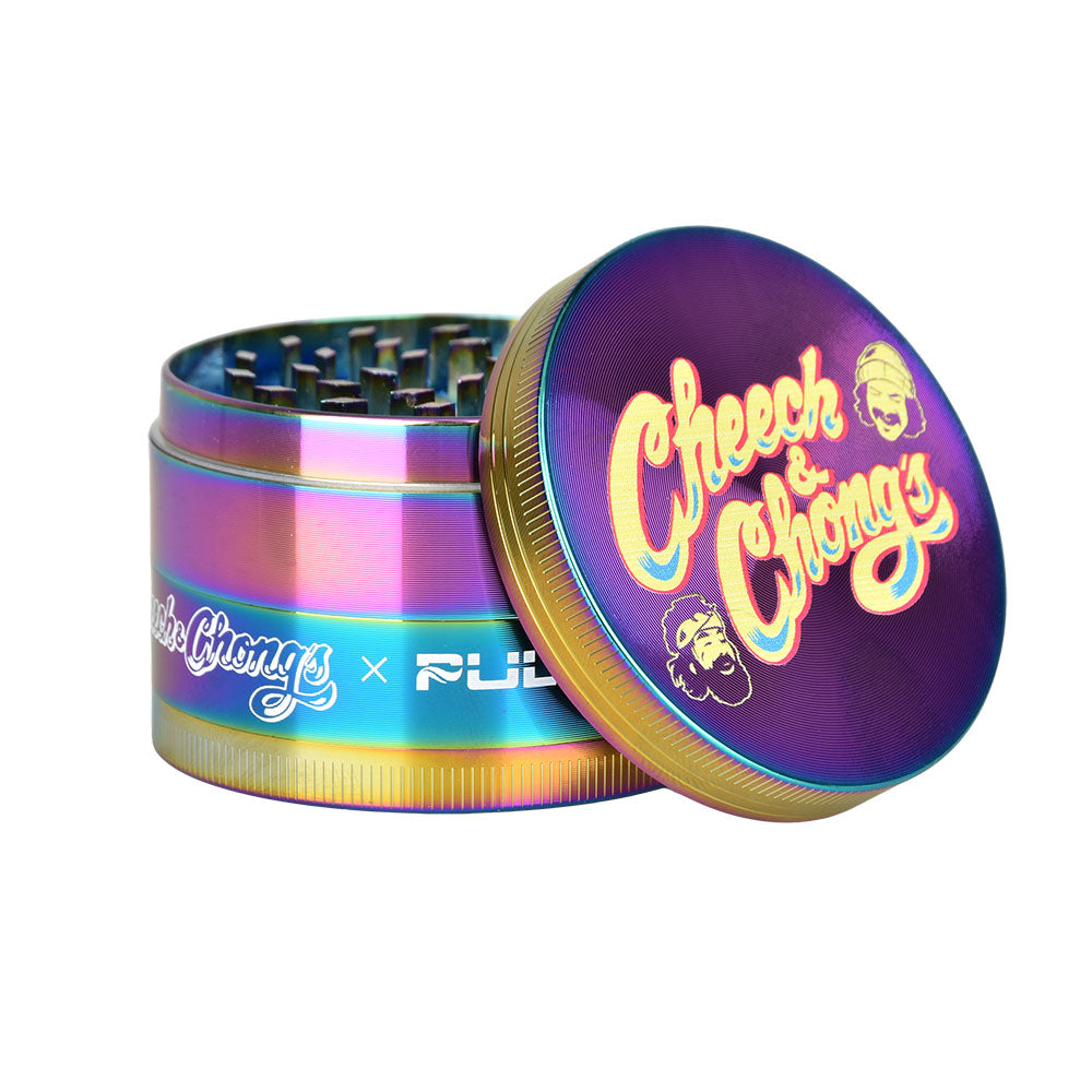 6PC DISPLAY - Cheech & Chong's x Pulsar Metal Grinder - Rainbow / 4pc / 2.5"