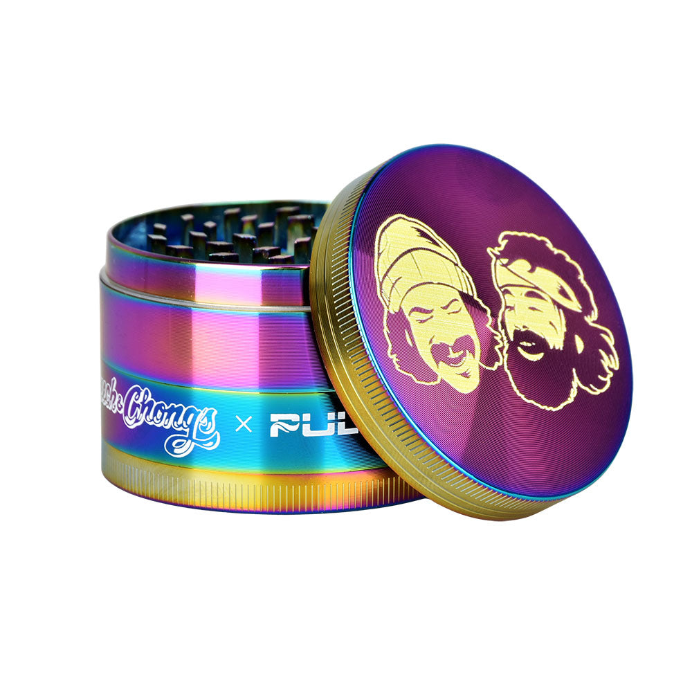 6PC DISPLAY - Cheech & Chong's x Pulsar Metal Grinder - Rainbow / 4pc / 2.5"
