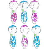 6CT BUNDLE - SeshGear Glowing Squiggles Glass Spoon Pipe - 4" / Assorted Colors