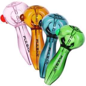 4CT BUNDLE - Pulsar Glycerin Prism Spoon Pipe - 4.8" / Amber, Green, Pink, Teal