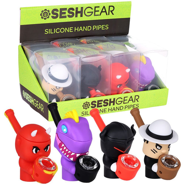 8CT 展示盒 - SeshGear Silicone Squad 系列祕密收納手持煙斗 - 4 英寸 / 多種款式隨機出貨