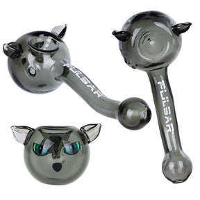 3CT BUNDLE - Pulsar Black Cat Glass Hand Pipe - 5"