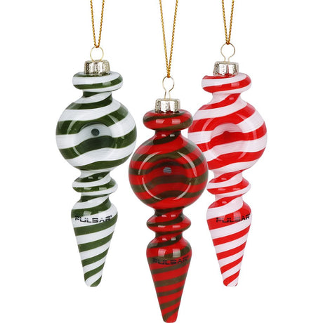 3CT BUNDLE - Pulsar Christmas Ornament Glass Hand Pipe - 4" / Assorted Colors