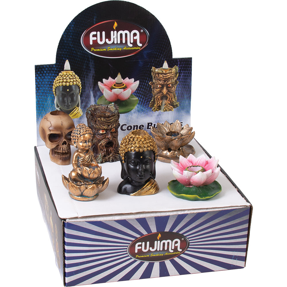 6PC DISPLAY - Fujima Mini Backflow Incense Burner - Assorted Designs