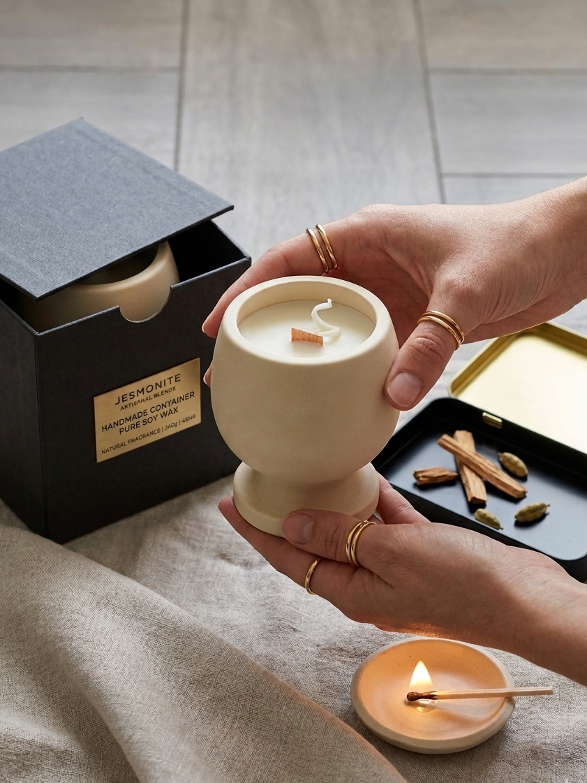 Jesmonite 底座蠟燭