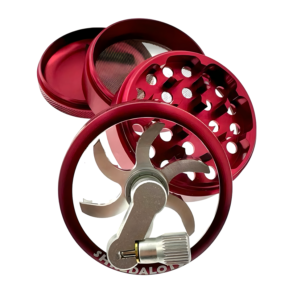 AFM Sir Shredalot Crank Top 4-Piece Metal Herb Grinder – 63 mm Aluminum Grinder