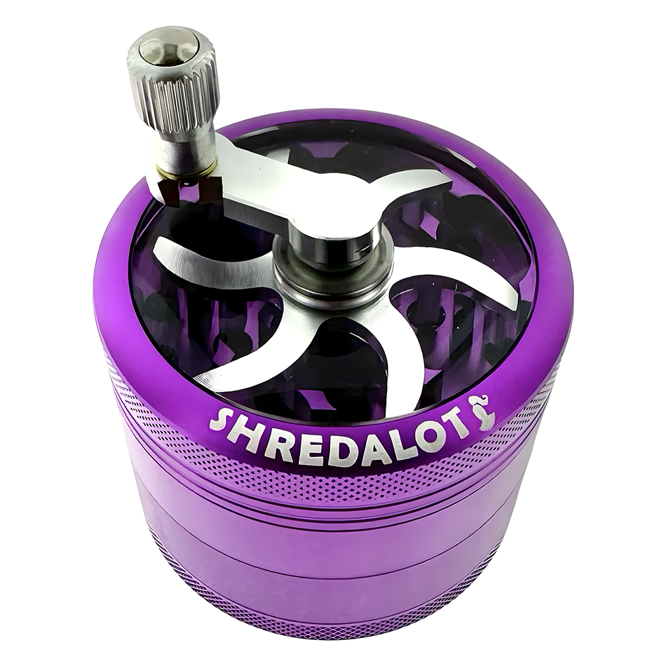 AFM Sir Shredalot Crank Top 4-Piece Metal Herb Grinder – 63 mm Aluminum Grinder