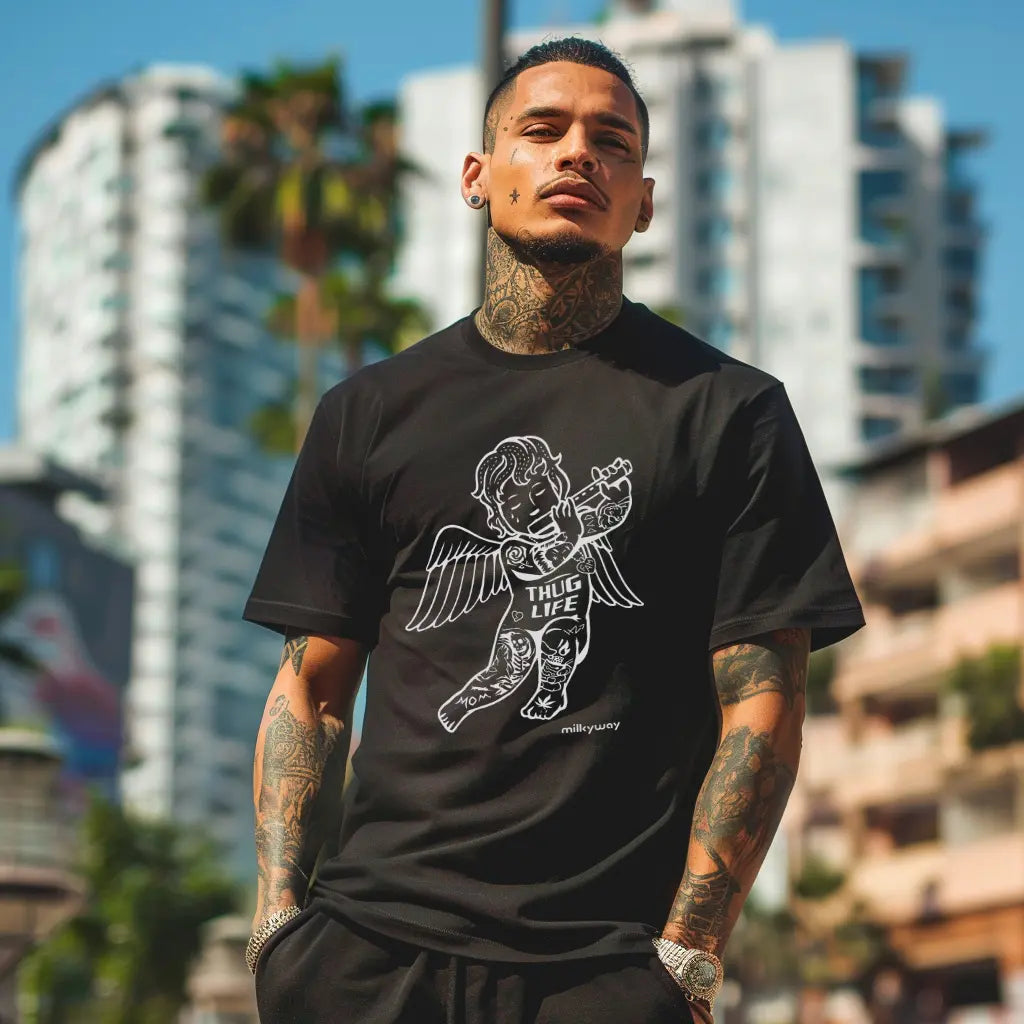 An Angels Thug Life Cotton T-shirt
