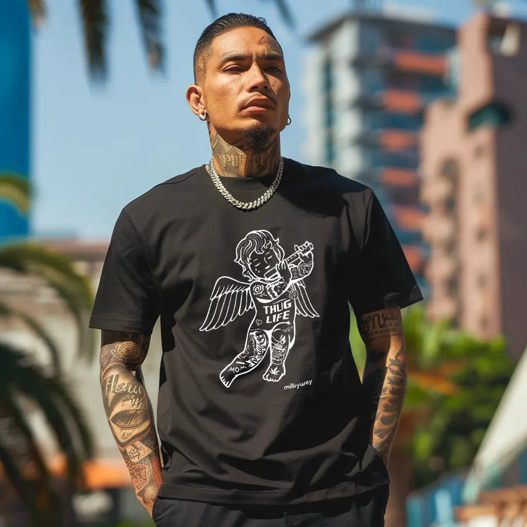 An Angels Thug Life Cotton T-shirt
