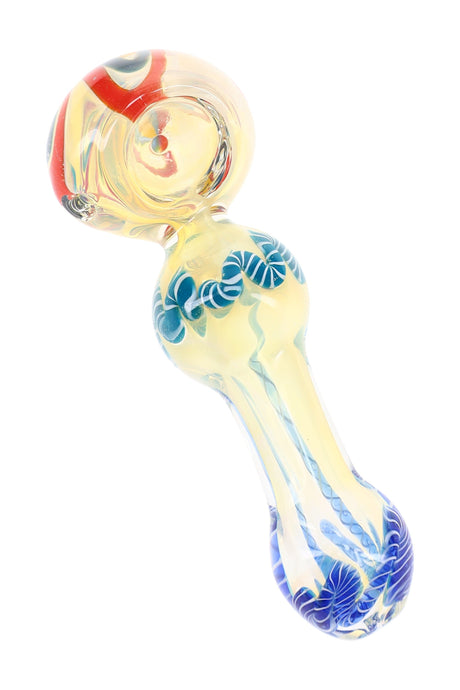 Pipa de vidrio gruesa con rayas que cambian de color “Squiggle Pop” – 5″ – Surtida