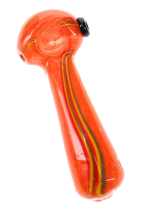 Pipa de cristal tipo cuchara con franjas de fritas coloridas “Rasta Racer” – 4½″ – Surtido